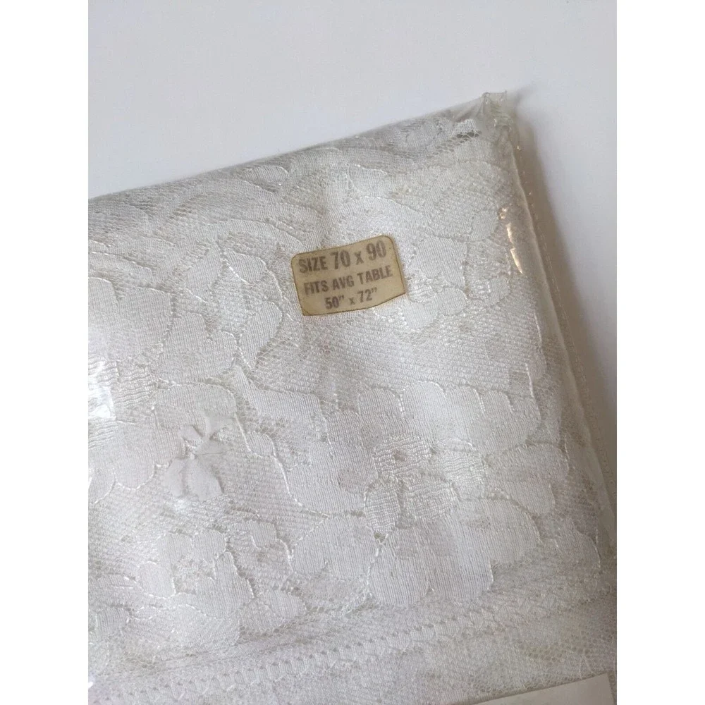Vintage 1970's Raschel Floral Lace Tablecloth 70